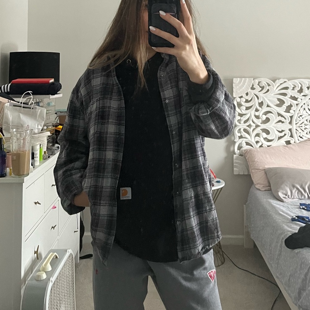 Oversized grey black flannel